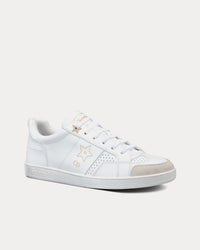 Star White Calfskin and Suede Low Top Sneakers