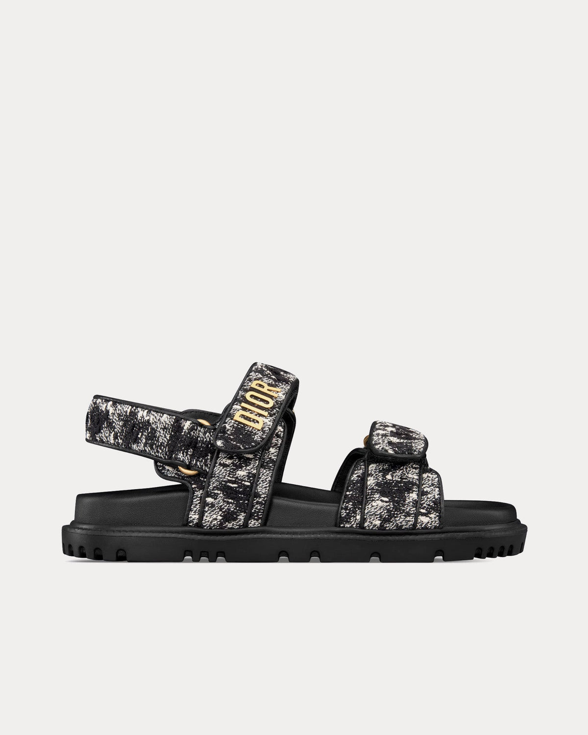 Dioract Black and White Houndstooth Tweed Sandals