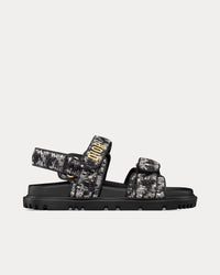 Dioract Black and White Houndstooth Tweed Sandals