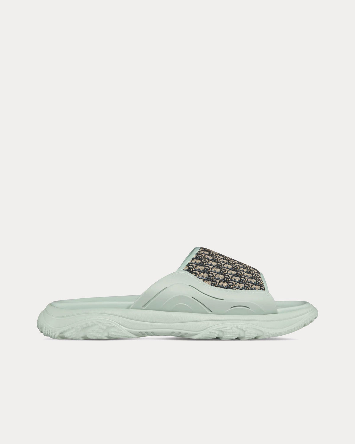 H-Town Light Green Rubber with Beige and Black Dior Oblique Jacquard Sandals