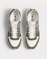 B25 Runner Olive Suede and White Technical Mesh with Olive and White Dior Oblique Canvas Low Top Sneakers