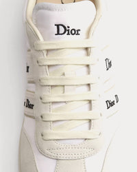 Ribbon Suede Calfskin & Technical Fabric White Low Top Sneakers