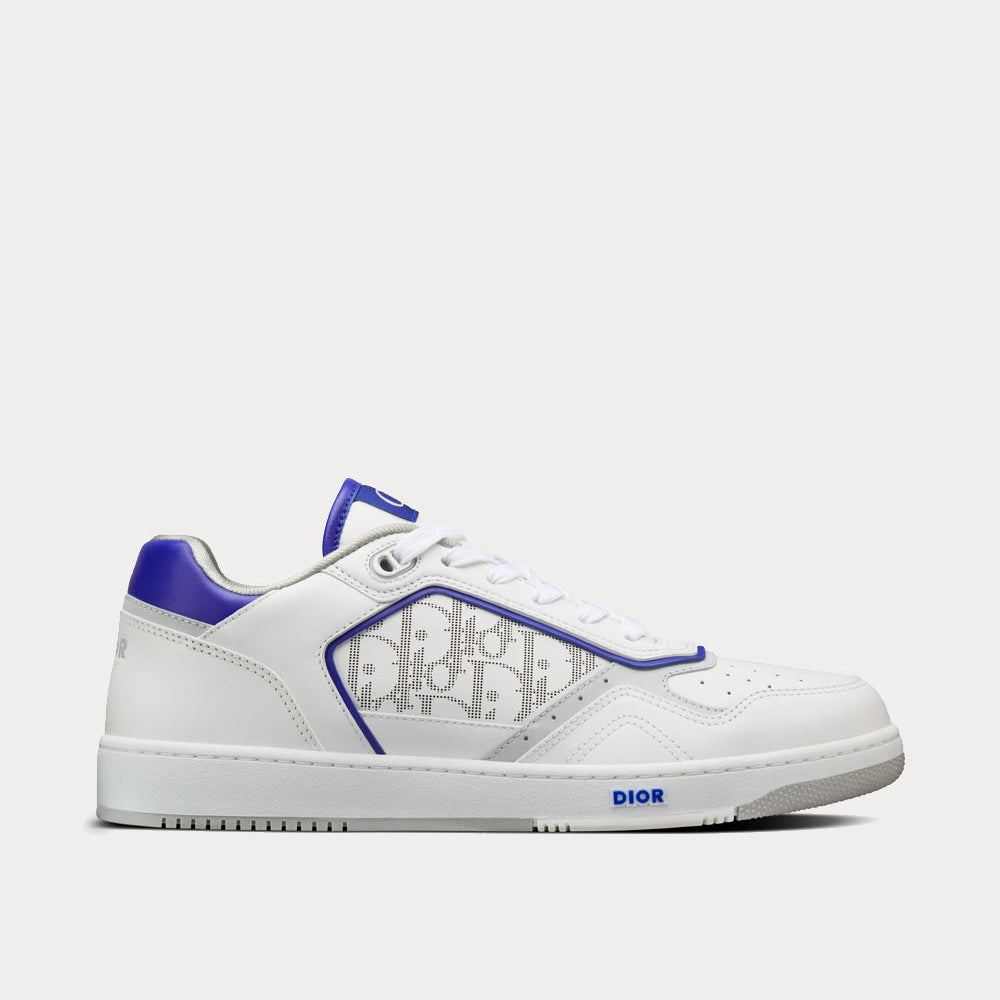 B27 White and Purple Smooth Calfskin with White Dior Oblique Galaxy Leather Low Top Sneakers