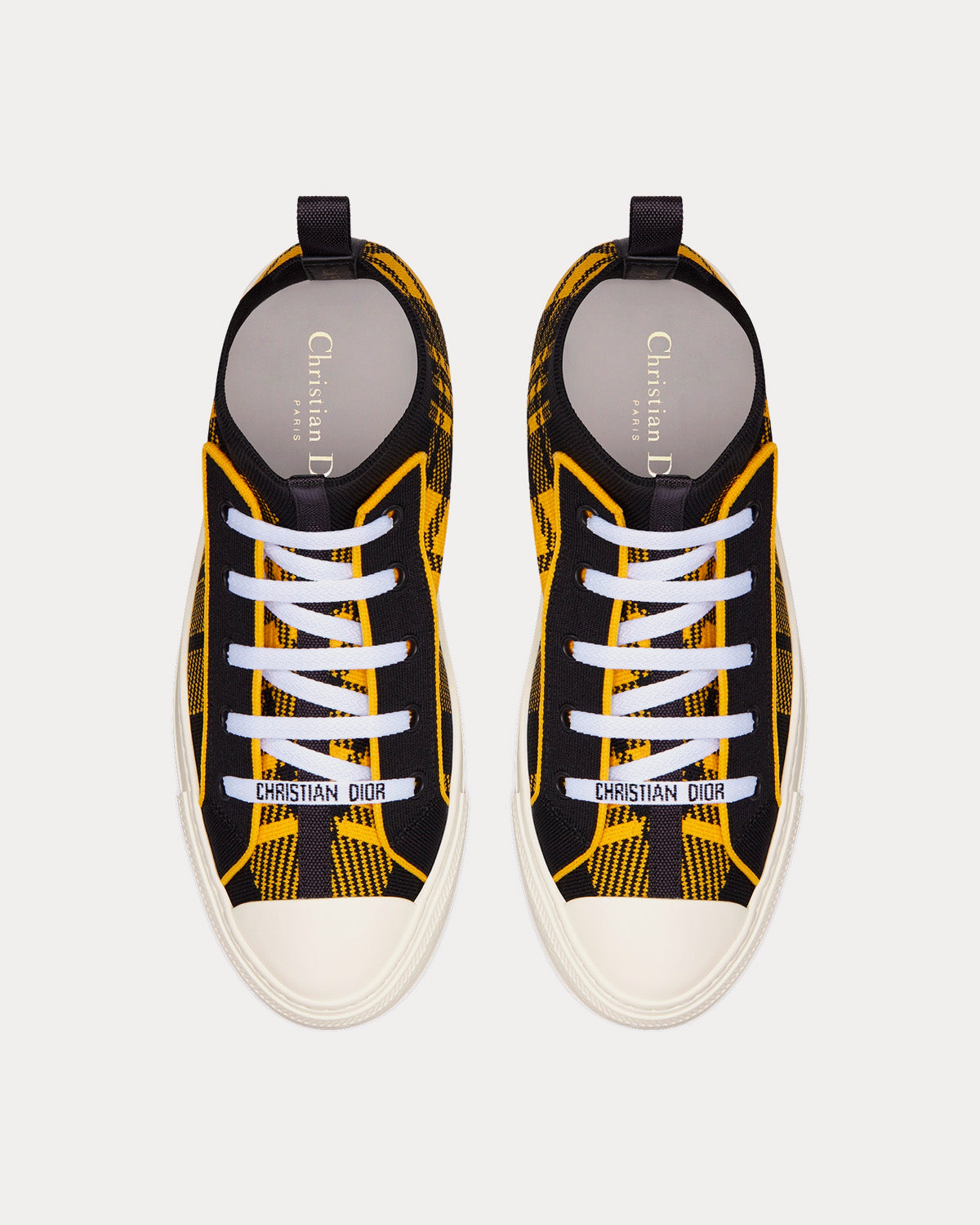 Walk'n'Dior Yellow and Black Check'n'Dior Technical Mesh High Top Sneakers
