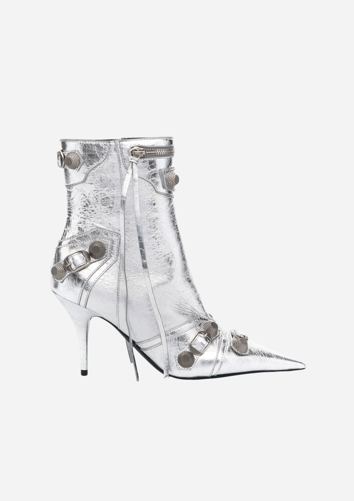 Balenciaga Le Cagole Stivaletti Argento in Pelle Metallizzata 90 mm