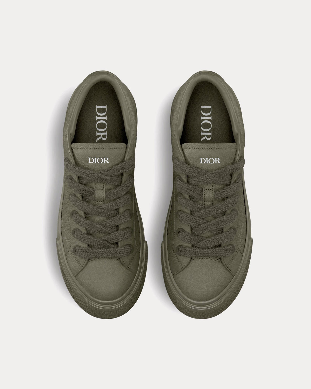 B33 Khaki Grained Calfskin and Khaki Dior Gravity Leather Low Top Sneakers