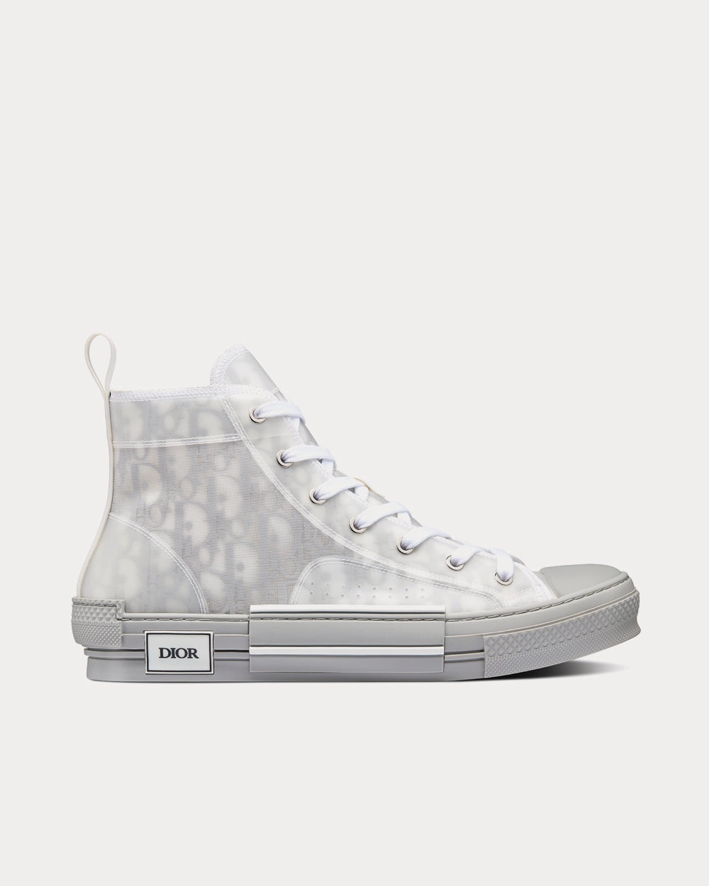 B23 Reflective Gray Dior Oblique Canvas High Top Sneakers