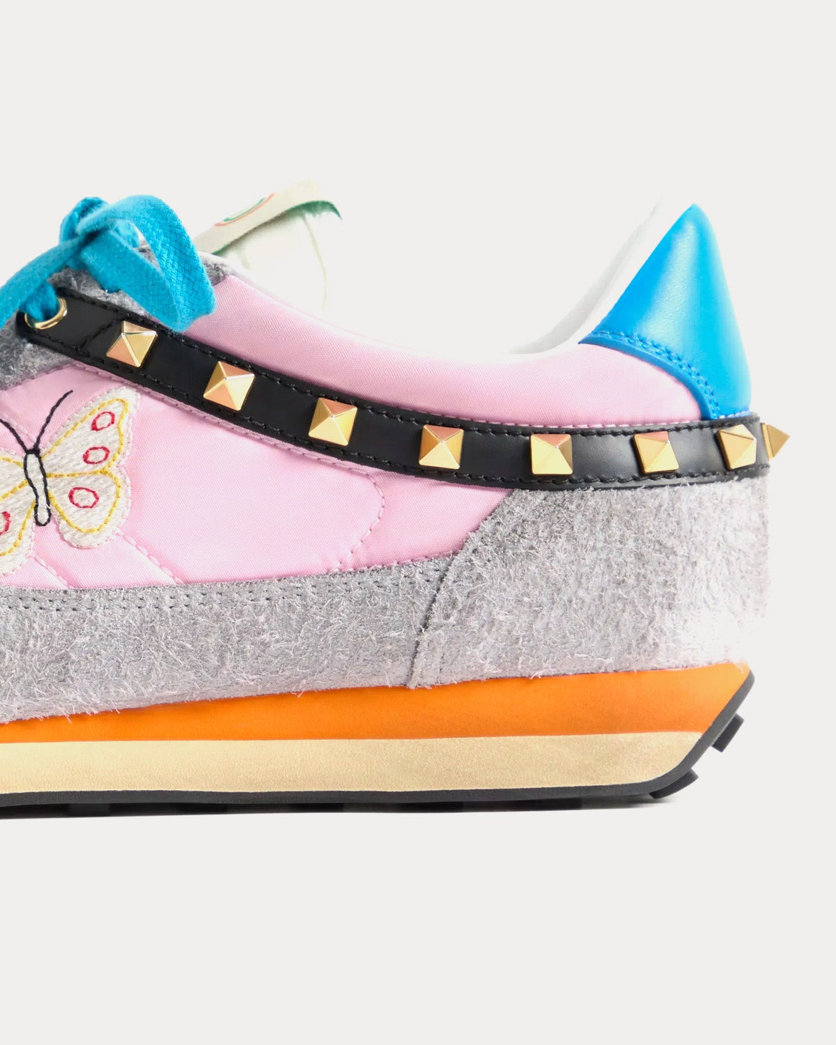 Stud Up Split Leather & Nylon with Butterfly Embroidery Pink / Multi Low Top Sneakers