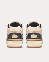 B57 Black and Cream Smooth Calfskin and Beige Suede Mid Top Sneakers