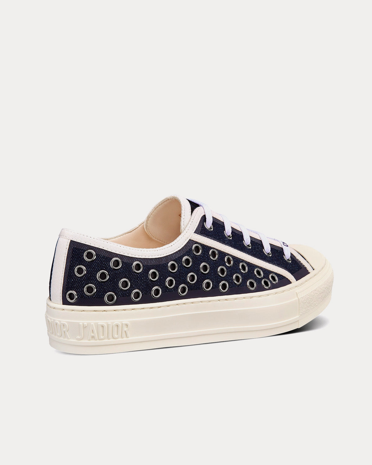 Walk'n'Dior Cotton Denim Embroidered with Eyelet Blue Motif Low Top Sneakers