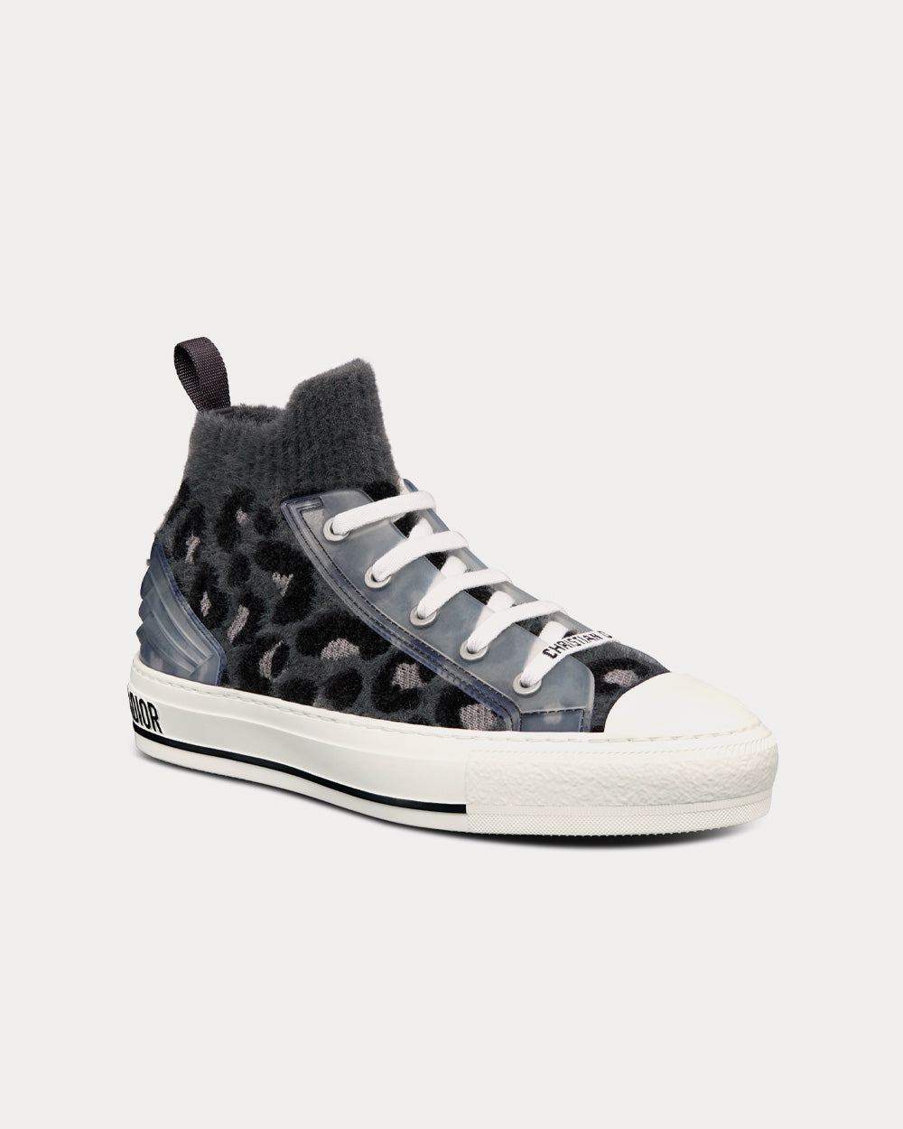 Walk'n'Dior Fur-Effect Knit with Gray Mizza Print High Top Sneakers
