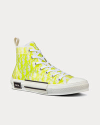 B23 White and Yellow Dior Oblique Canvas High Top Sneakers