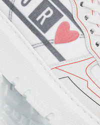 Dioramour Dior Addict White, Black and Red D-Chess Heart Calfskin and Technical Fabric Low Top Sneakers