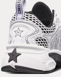Dior Vibe White Mesh Printed with Dior Oblique Motif and White and Black Leather-Effect Panels Low Top Sneakers