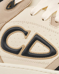 B57 Black and Cream Smooth Calfskin and Beige Suede Mid Top Sneakers