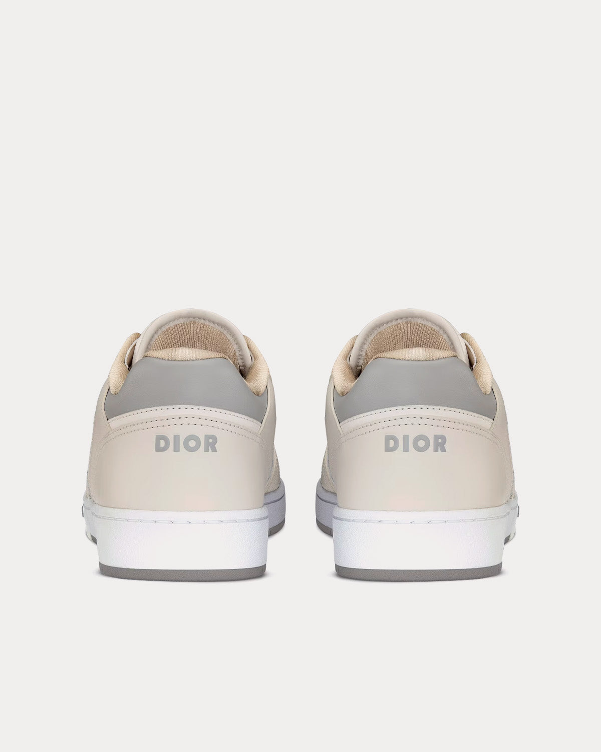 B27 Cream and White Smooth Calfskin with Beige and Black Dior Oblique Jacquard Low Top Sneakers