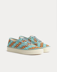 Saltwind Geometric Pattern Light Blue / Orange Low Top Sneakers