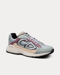 B30 Gray Mesh with Light Green, Beige and Lavender Technical Fabric Low Top Sneakers