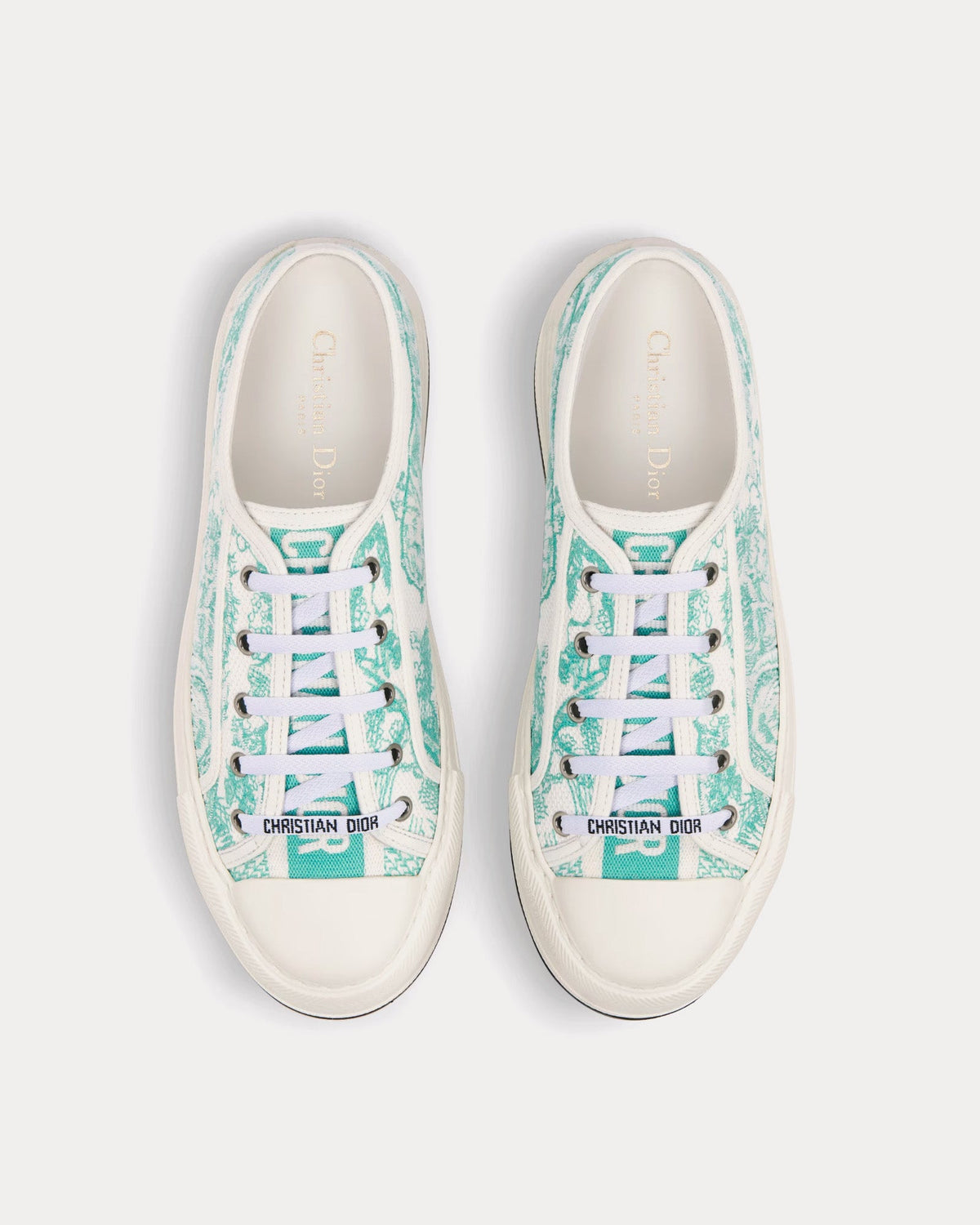 Dioriviera Walk'n'Dior Platform Cotton Embroidered with Aquamarina Toile de Jouy Sauvage Motif Low Top Sneakers