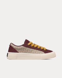 B33 Beige Dior Oblique Jacquard and Burgundy Suede Low Top Sneakers
