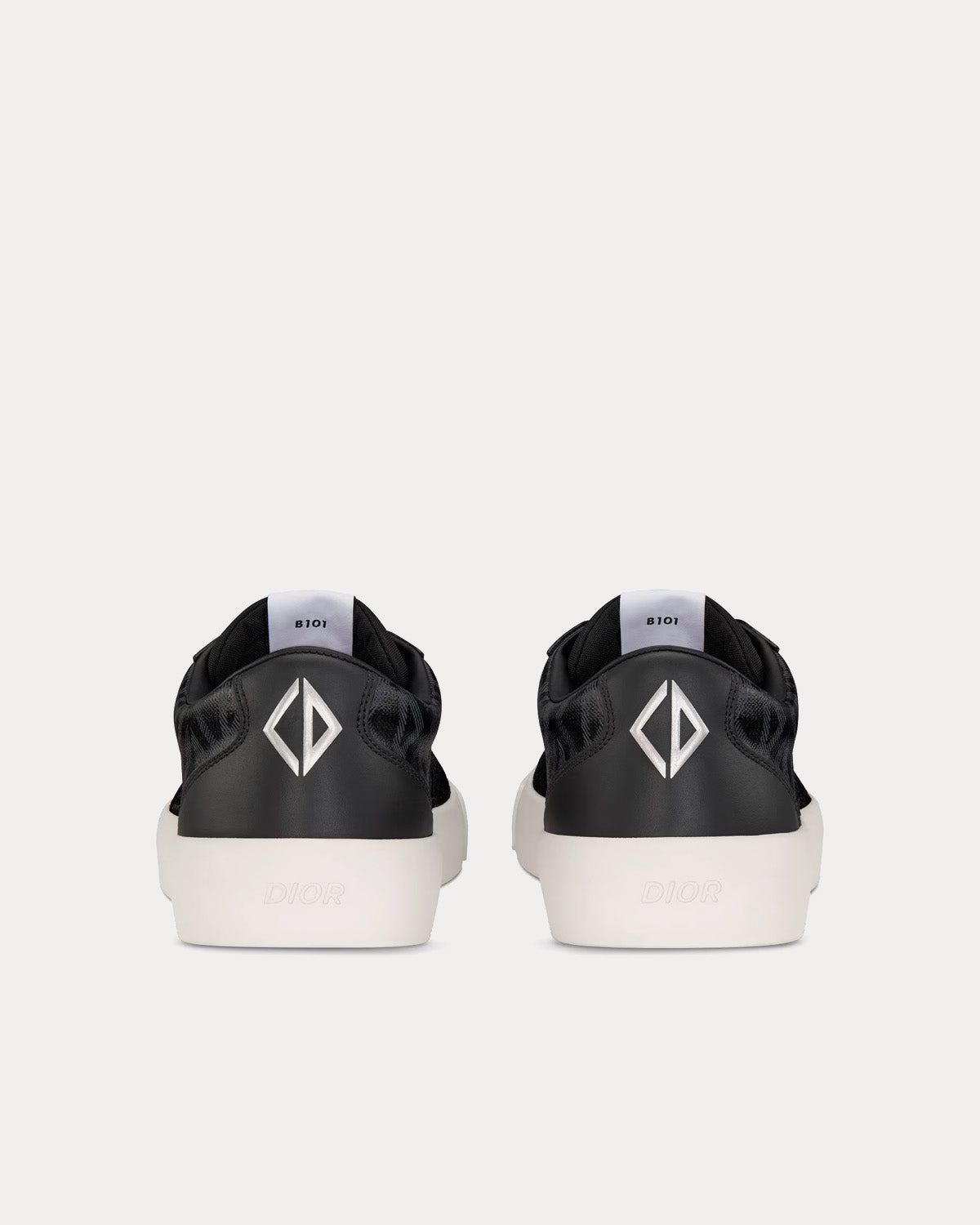 B101 Black CD Diamond Canvas, Smooth Calfskin and Nubuck Low Top Sneakers