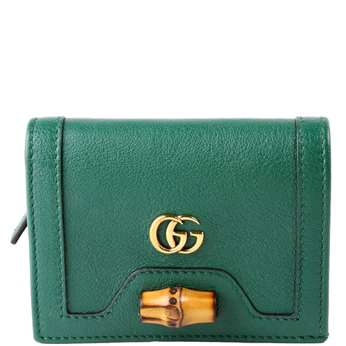 658244 Diana Card Case Wallet Green - Crown & Consign