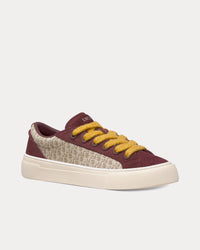 B33 Beige Dior Oblique Jacquard and Burgundy Suede Low Top Sneakers