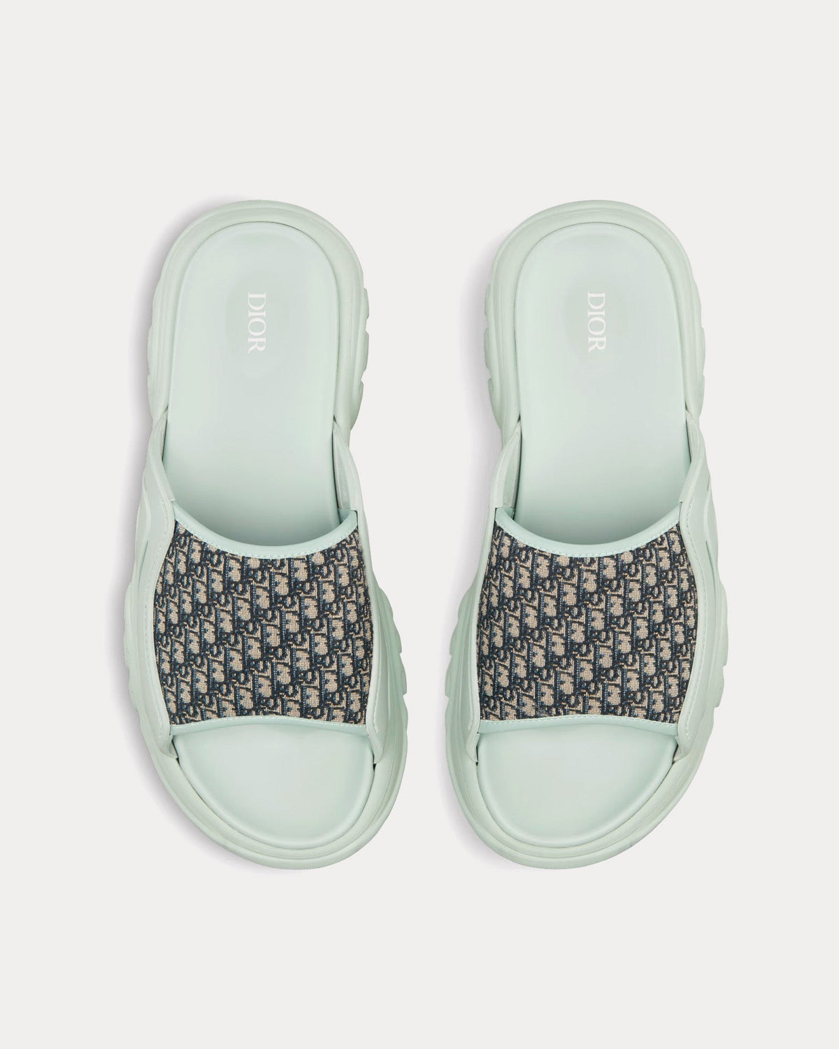 H-Town Light Green Rubber with Beige and Black Dior Oblique Jacquard Sandals