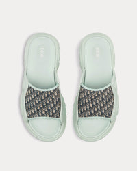H-Town Light Green Rubber with Beige and Black Dior Oblique Jacquard Sandals