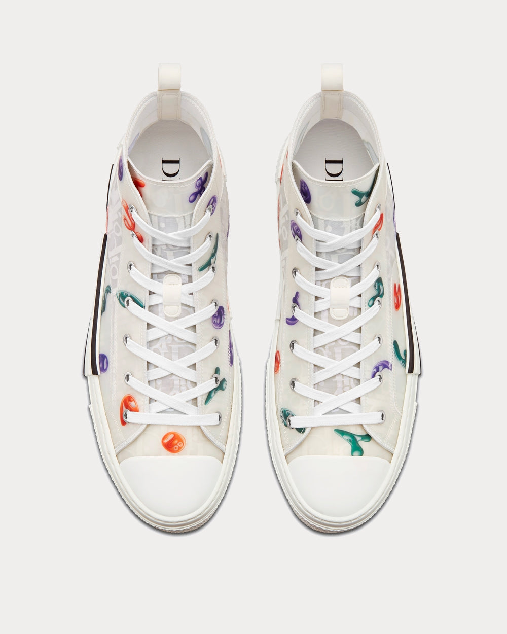 B23 White Dior Oblique Canvas with Multicolor Motif High Top Sneakers