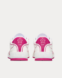 Dior One White and Fuchsia Dior Oblique Perforated Calfskin Low Top Sneakers