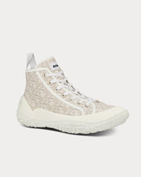 B28 Off-White Dior Oblique Jacquard and White Rubber High Top Sneakers