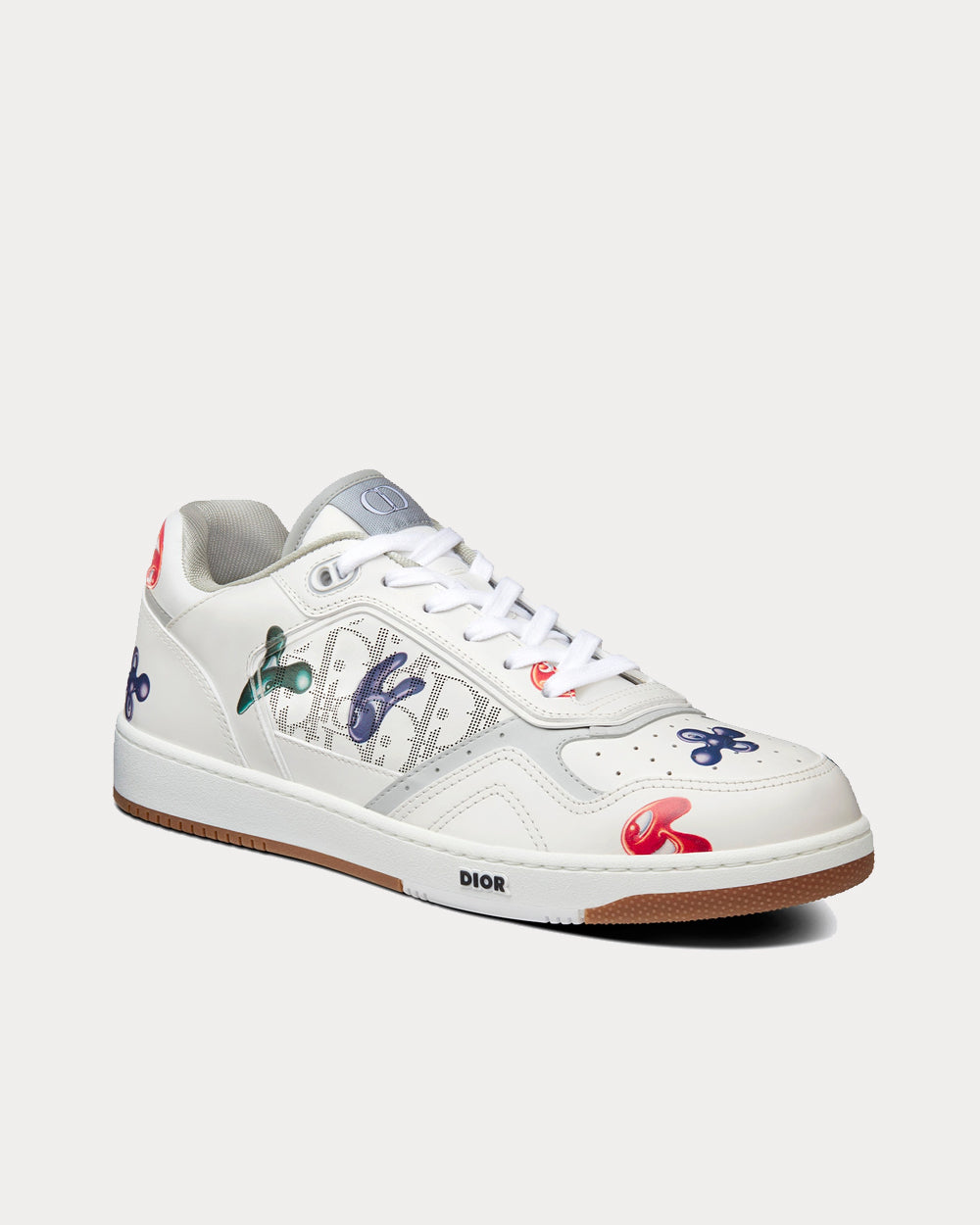 B27 White Smooth Calfskin with Printed Motif Low Top Sneakers