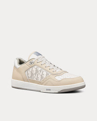 B27 Cream Nubuck Calfskin and White Dior Oblique Galaxy Leather Low Top Sneakers