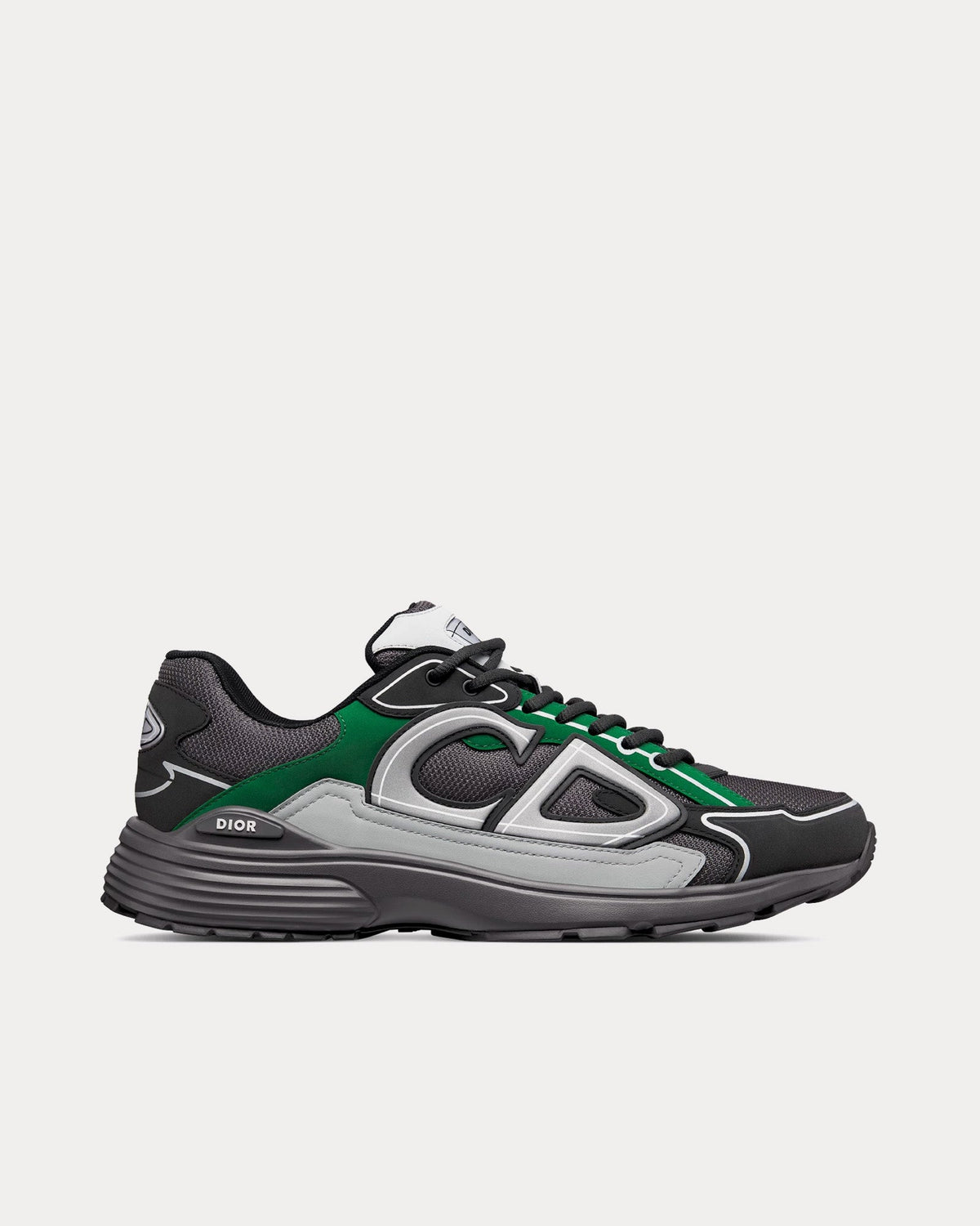 B30 Deep Gray Mesh with Green, Black and Gray Technical Fabric Low Top Sneakers