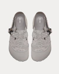 Tokio Dior Gray Felted Wool and Nubuck Calfskin Mules