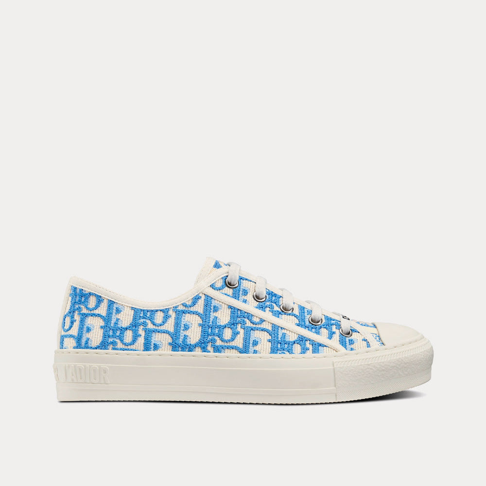 Walk'n'Dior Cornflower Blue Dior Oblique Embroidered Cotton Low Top Sneakers