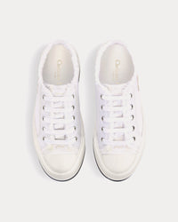 Dioriviera Walk'n'Dior Platform White Fringed and Embroidered Cotton Canvas Low Top Sneakers