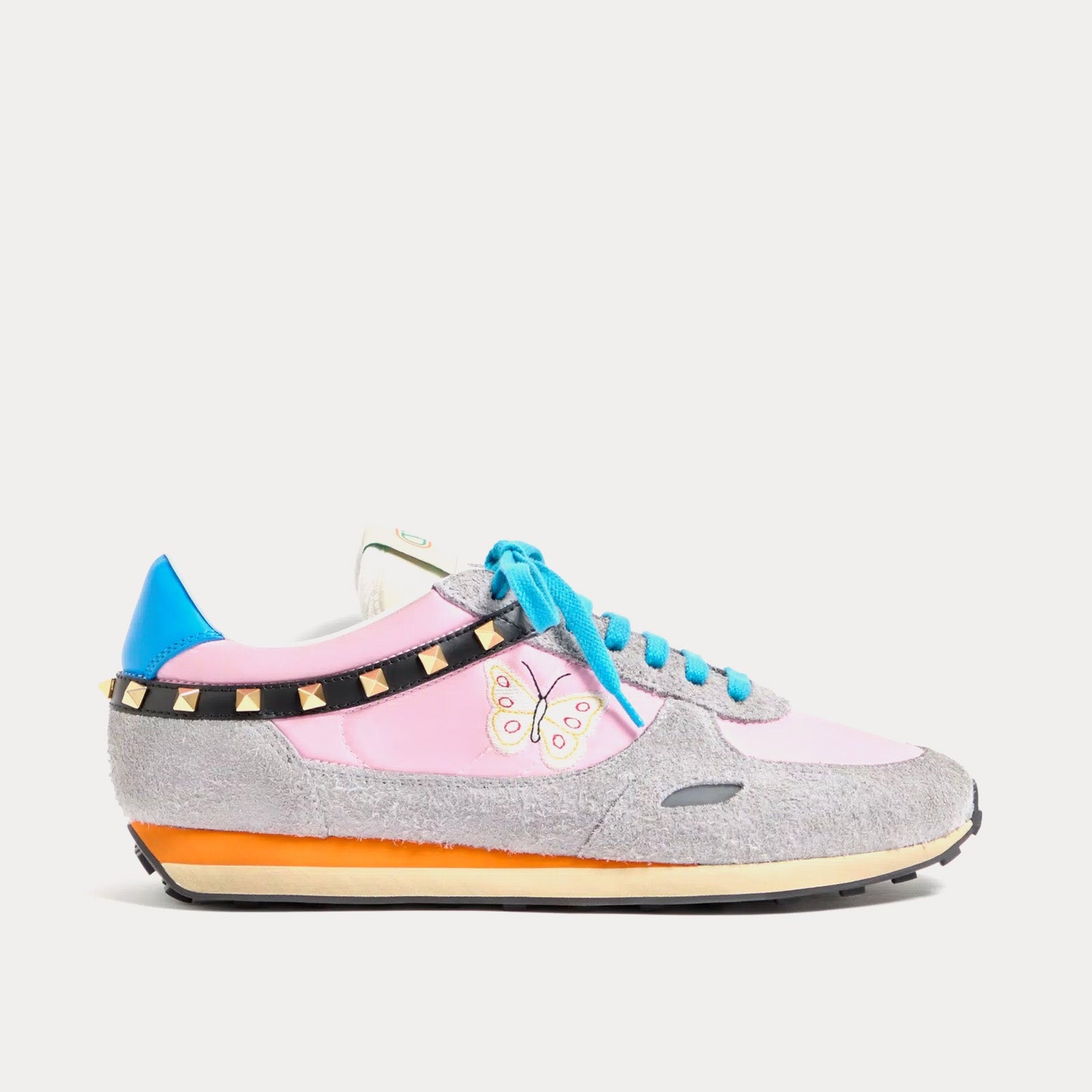 Stud Up Split Leather & Nylon with Butterfly Embroidery Pink / Multi Low Top Sneakers