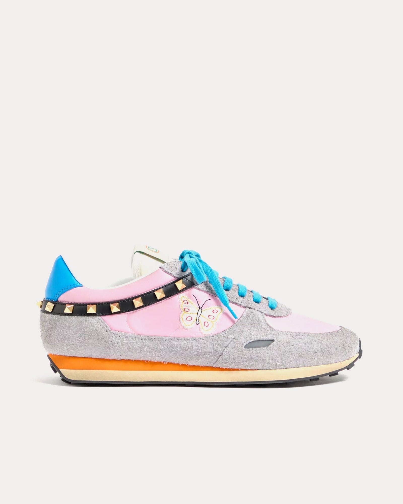 Stud Up Split Leather & Nylon with Butterfly Embroidery Pink / Multi Low Top Sneakers