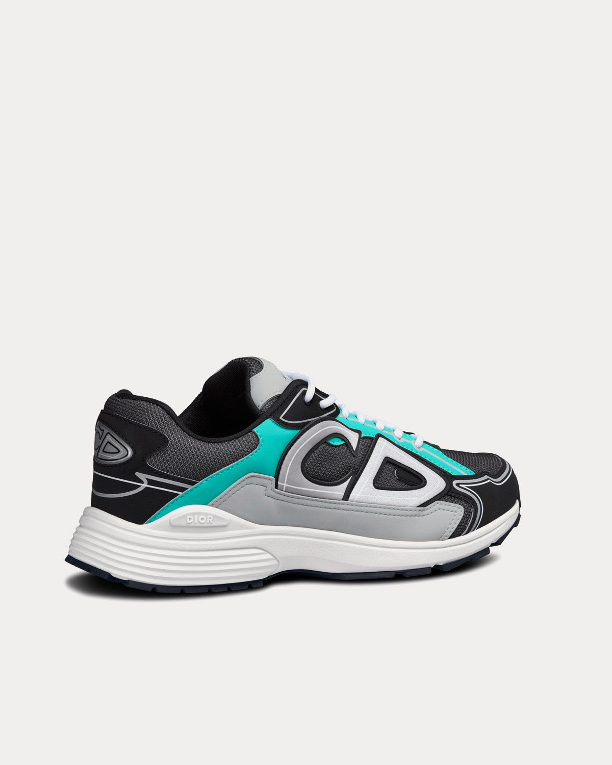 B30 Anthracite Gray Mesh and Black, Green and Dior Gray Technical Fabric Low Top Sneakers