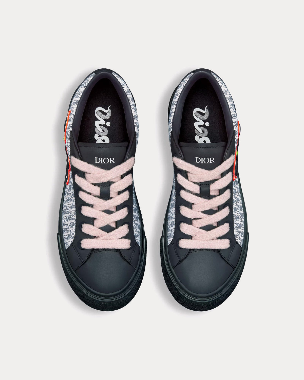 B33 Calfskin & Dior Oblique Canvas Navy Blue / Blue / White Low Top Sneakers