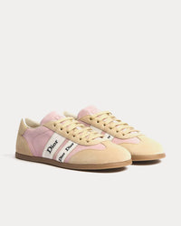 Ribbon Suede Calfskin Pink / Beige Low Top Sneakers