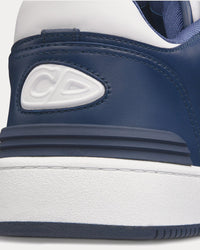 B57 Navy Blue and White Smooth Calfskin with Beige and Black Dior Oblique Jacquard Low Top Sneakers
