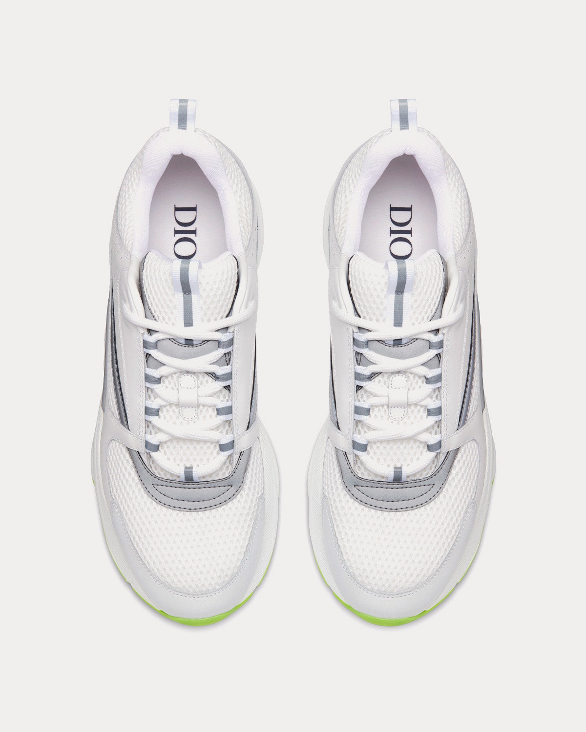 B22 White Technical Mesh and Smooth Calfskin Low Top Sneakers