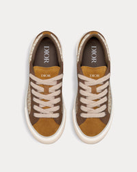 B33 Beige Dior Oblique Jacquard with Brown and Cognac Suede Low Top Sneakers