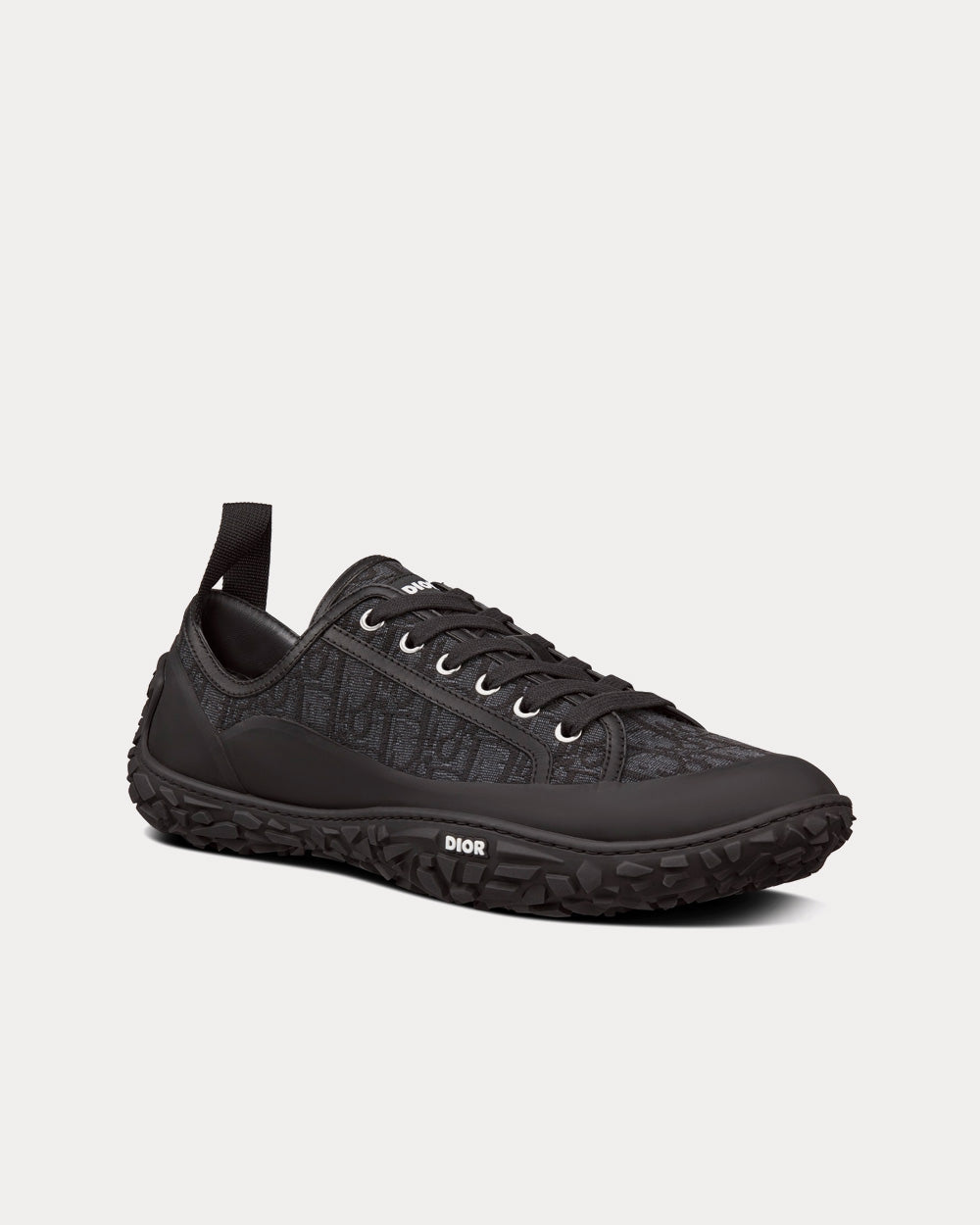 B28 Black Dior Oblique Jacquard and Rubber Low Top Sneakers
