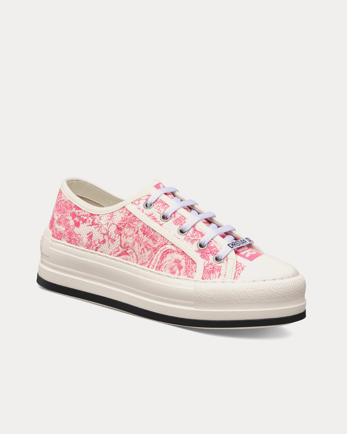 Dioriviera Walk'n'Dior Platform Cotton Embroidered with Candy Pink Toile de Jouy Sauvage Motif Low Top Sneakers