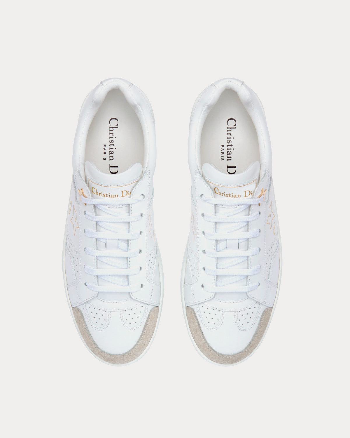 Star White Calfskin and Suede Low Top Sneakers