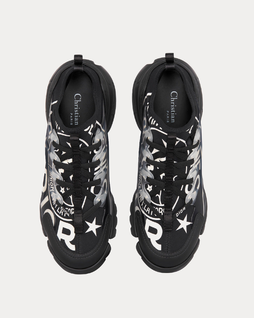 D-Connect Black Technical Fabric with Dior Union Print Low Top Sneakers